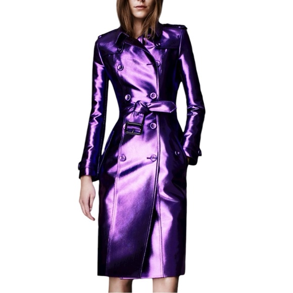 Burberry Jackets & Blazers - Burberry Prorsum Purple Metallic Trench Coat Runway Collection SUPER RARE 42/ L